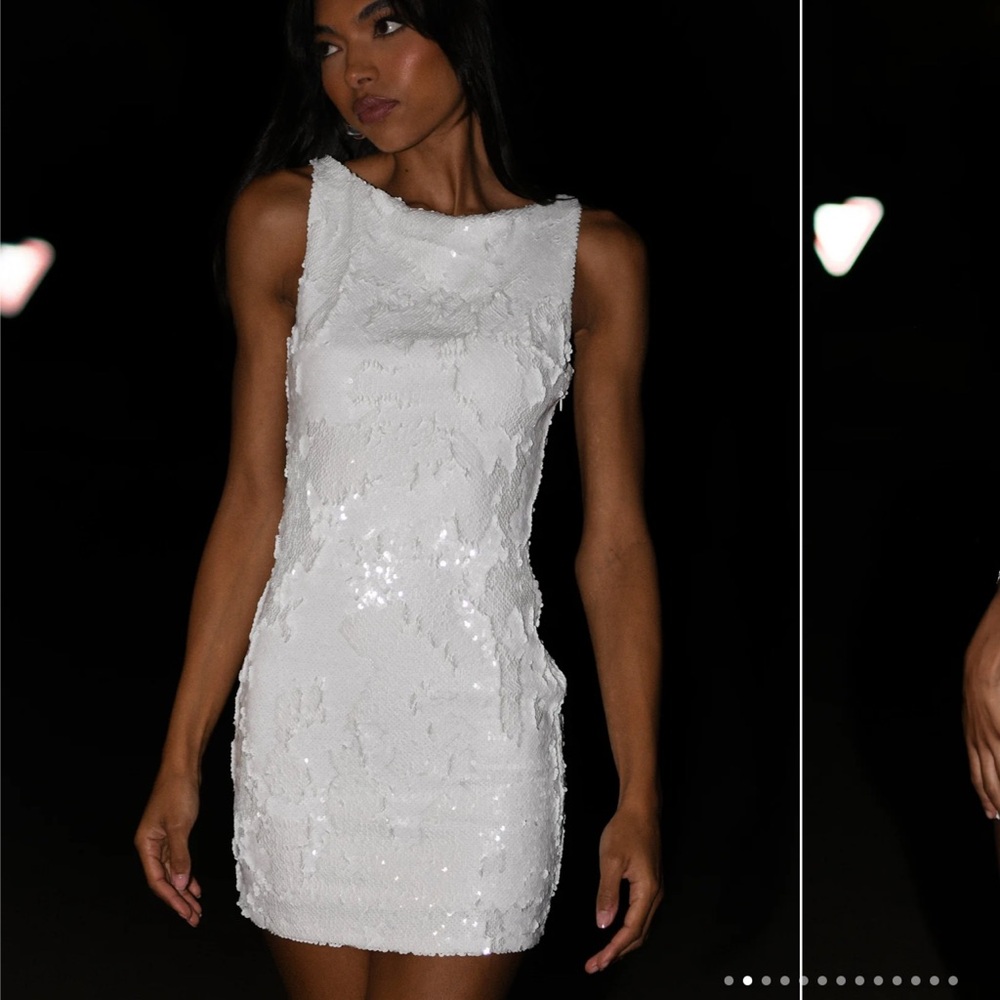 MESHKI white sequin dress bridal